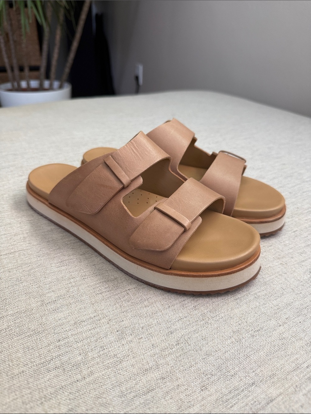 Nisolo Tan Double-Strap Slide Sandals